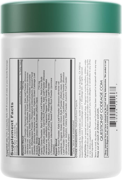 Codeage Instantfood Easy Veggies - Over 15 Vegetable Powders - Daily Vegan Wholefood Greens Supplement - 90 Capsules