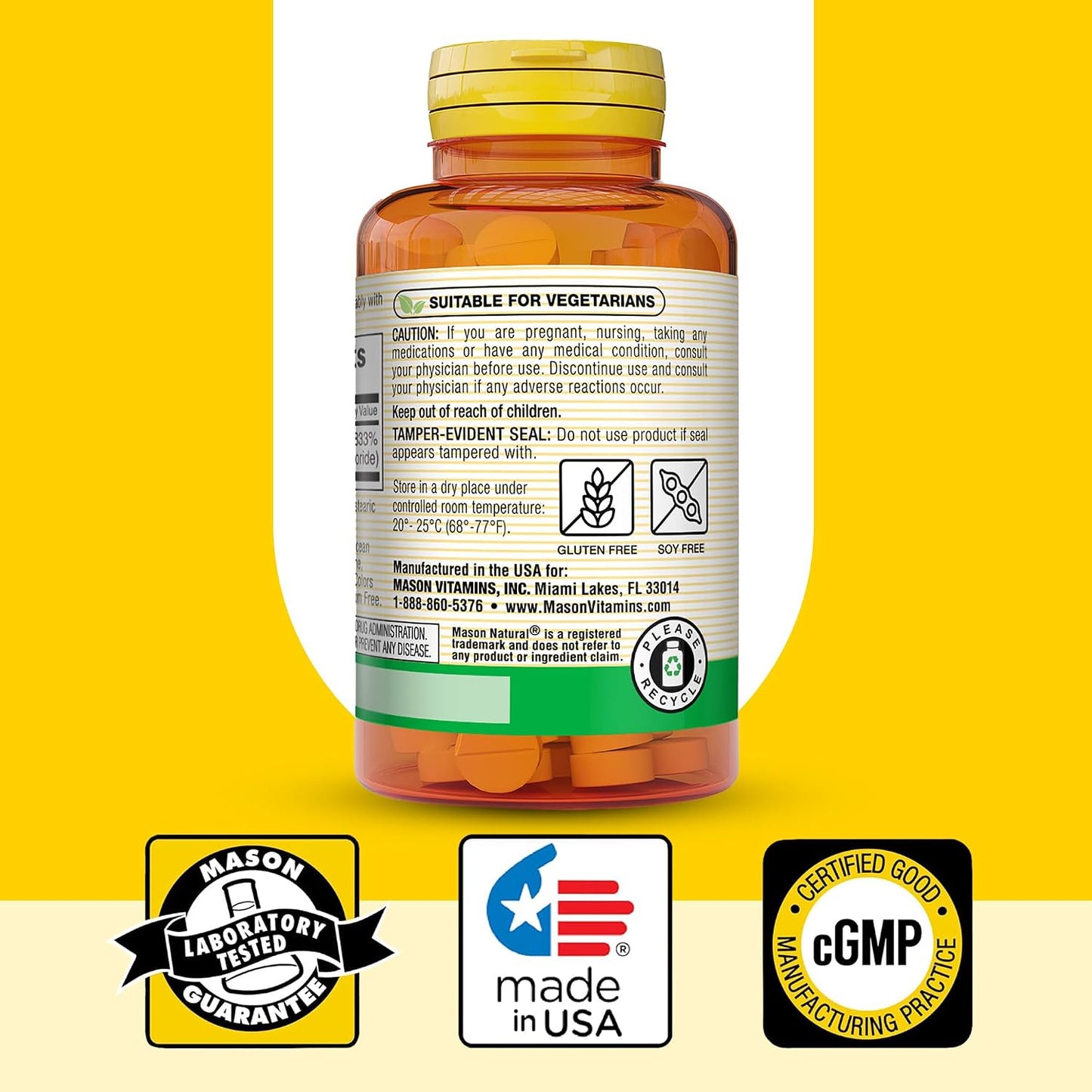 MASON NATURAL Vitamin B1 (Thiamine) 250 mg, 100 Tablets - görsel 6