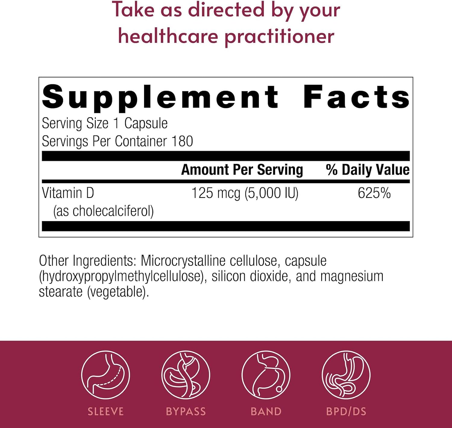 Bariatric Advantage Vitamin D3 5,000 IU – Water-Miscible Bariatric Vitamin D Capsules – Bone Health Support – 180 Capsules - görsel 4