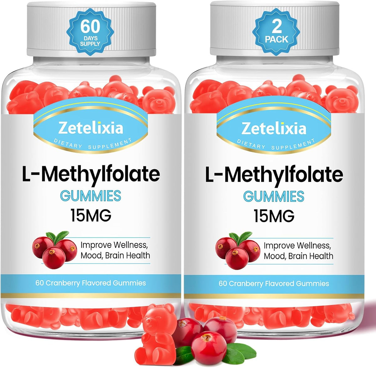 L-Methylfolate 15mg & Methyl B12 Gummies - Sugar-free, Vegan, Raspberry Flavour (60 Count) – Image 8