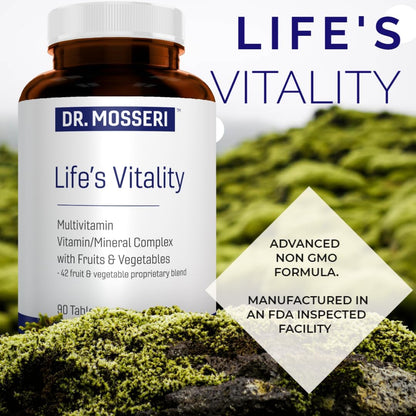 Life's Vitality Vegan Multivitamin – Non-GM with 42 Fruits & Vegetables and Vitamin D, 90 Tablets