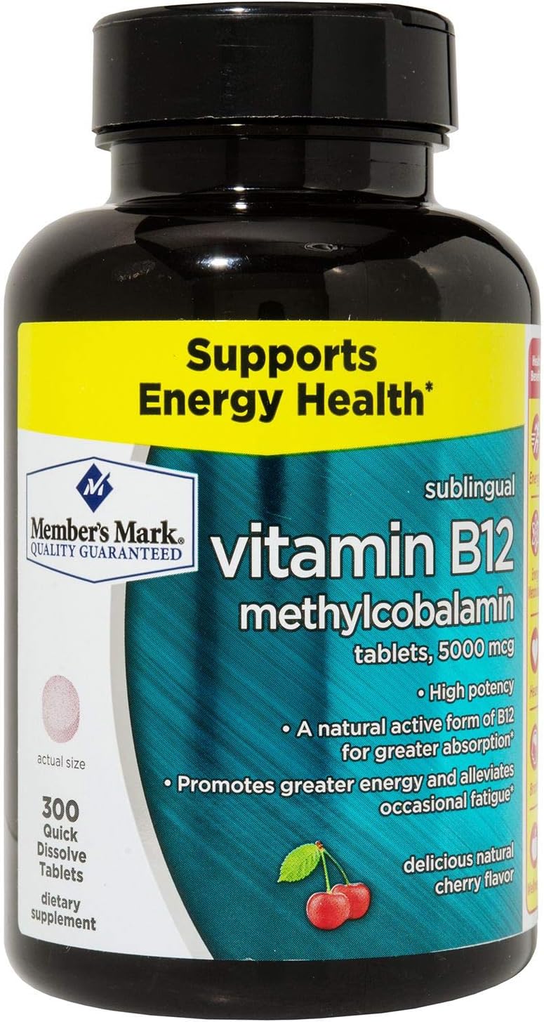 Sublingual Vitamin B12 5000mcg - 300 Quick-Dissolve Tablets, Cherry Flavour - görsel 1