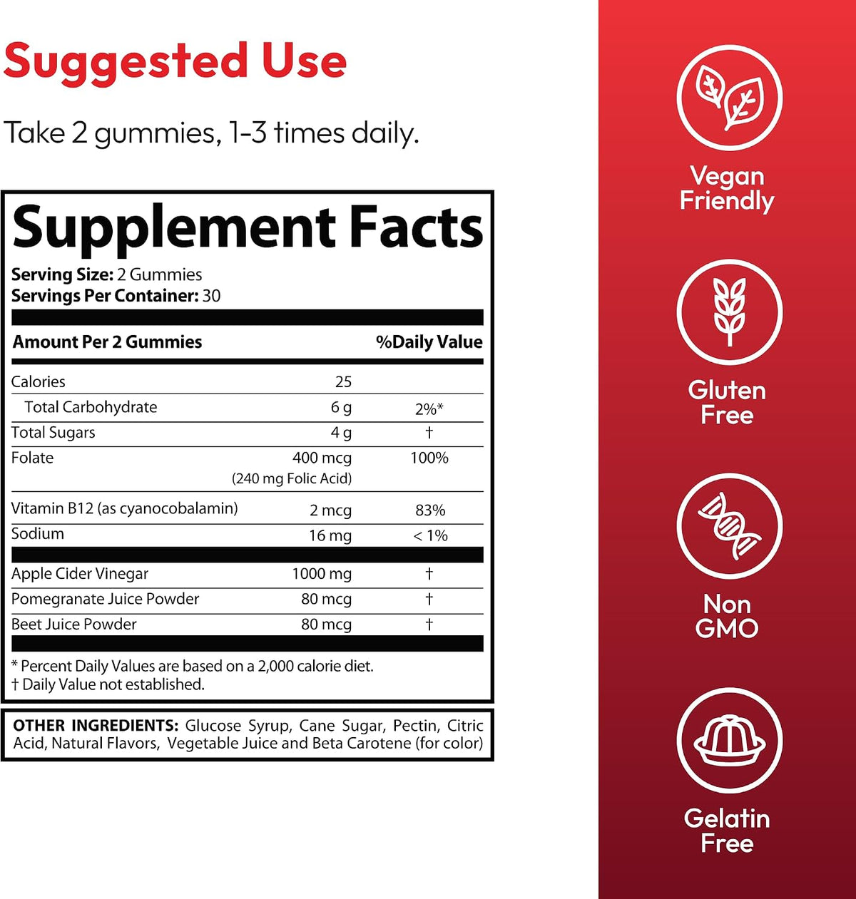 Justified Laboratories Vital Grow XL Gummies – Certifications: Vegan, non-GM, and Gluten Free labels insure the – Image 7
