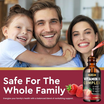 CFILIHTC Vitamin B Complex Liquid Drops - B1, B2, B3, B5, B6, B7, B9, Methyl B12 5000mcg - Strawberry Flavour - Vegan – Image 6