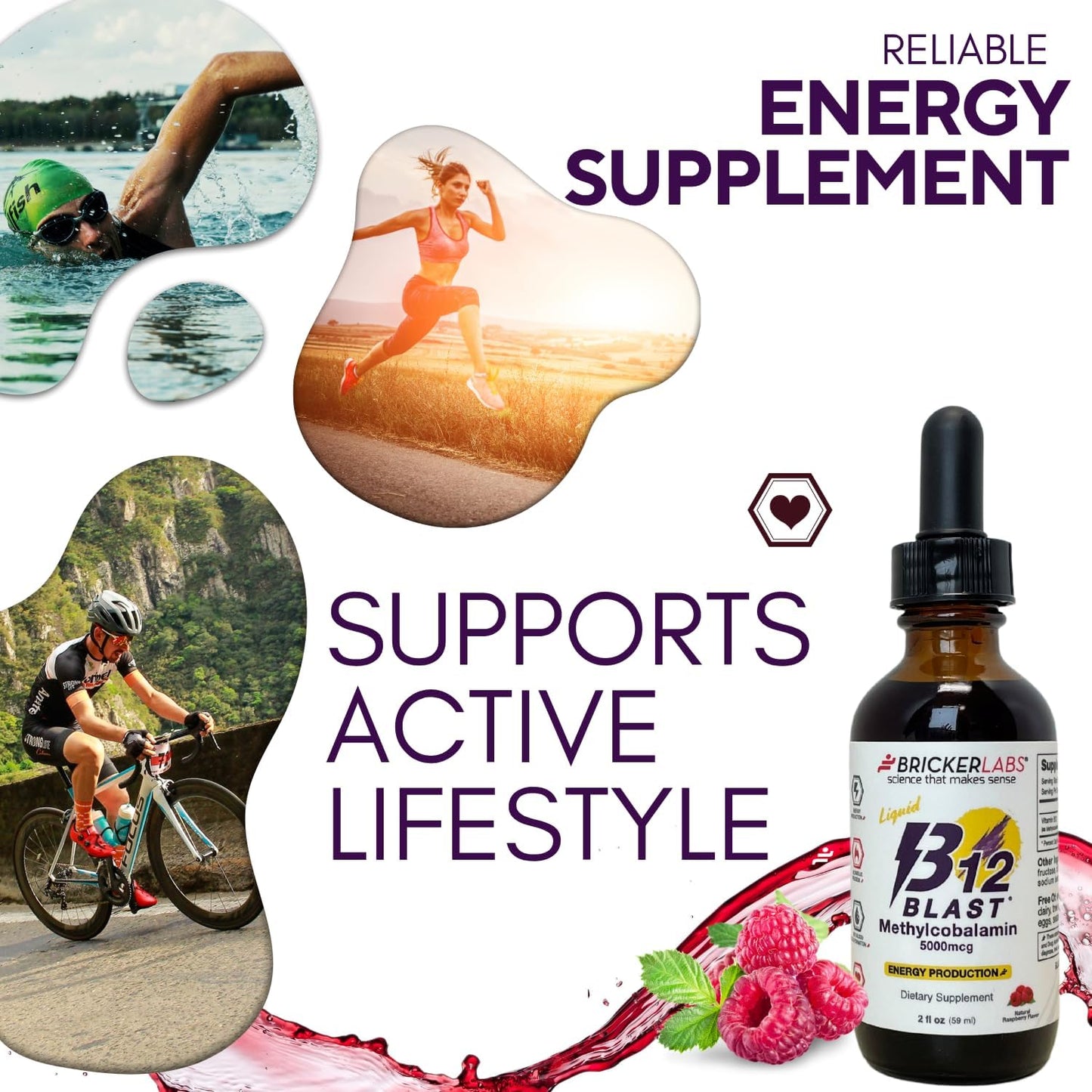 Bricker Labs B12 Blast Methylcobalamin 5000mcg Sublingual Liquid - Vegan B12 Energy Support - görsel 4