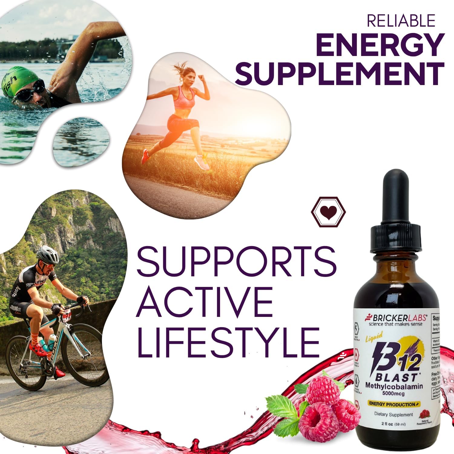 Bricker Labs B12 Blast Methylcobalamin 5000mcg Sublingual Liquid - Vegan B12 Energy Support - görsel 4