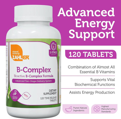 Zahler B-Complex Vitamins - Advanced 2-Stage Delivery System - 120 Tablets