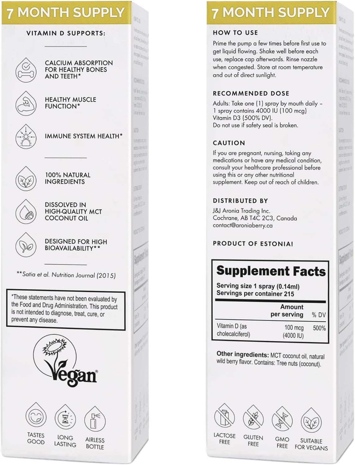 NorVita Vitamin D3 Spray 4000 IU - High Absorption Vegan Mouth Spray for Bone & Immune Support (30 ml, 215 Servings) - görsel 7