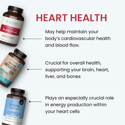 The Wellbeing Company Healthy Heart - Cardiovascular Strength, Blood Flow, Nitric Oxide Production & Healthy Cholesterol Levels | 120ct (2 Month Supply)