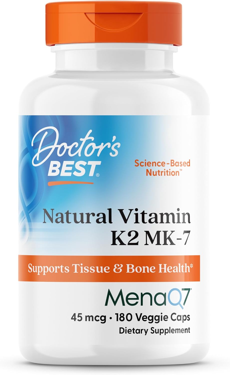 Doctor's Best Natural Vitamin K2 MK7 Supplement with MenaQ7 - 45 mcg, 180 Veg Caps - görsel 1