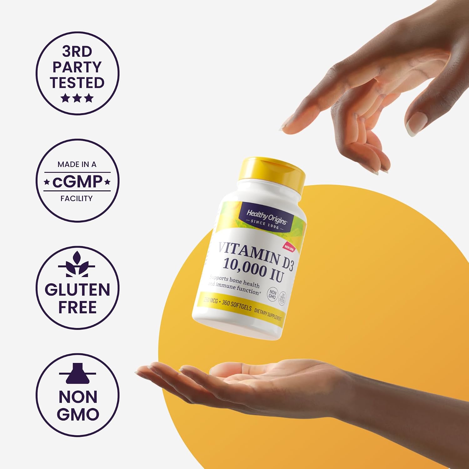 Healthy Origins Vitamin D3 5,000 IU - High Potency Softgels for Immune & Bone Support, Non-GMO, Gluten Free, 120 Count - görsel 8