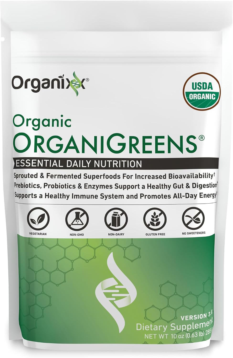 Organixx Greens Superfood Powder with Probiotic Digestive Enzymes - görsel 1