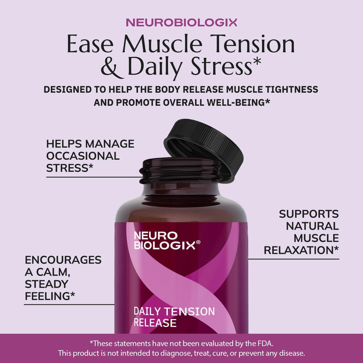 Neurobiologix Daily Tension Release – Herbal Supplement with Valerian Root, Skullcap, Catnip & Vitamin C – Non-Drowsy Natural Calming Formula – 120 Capsules - görsel 6