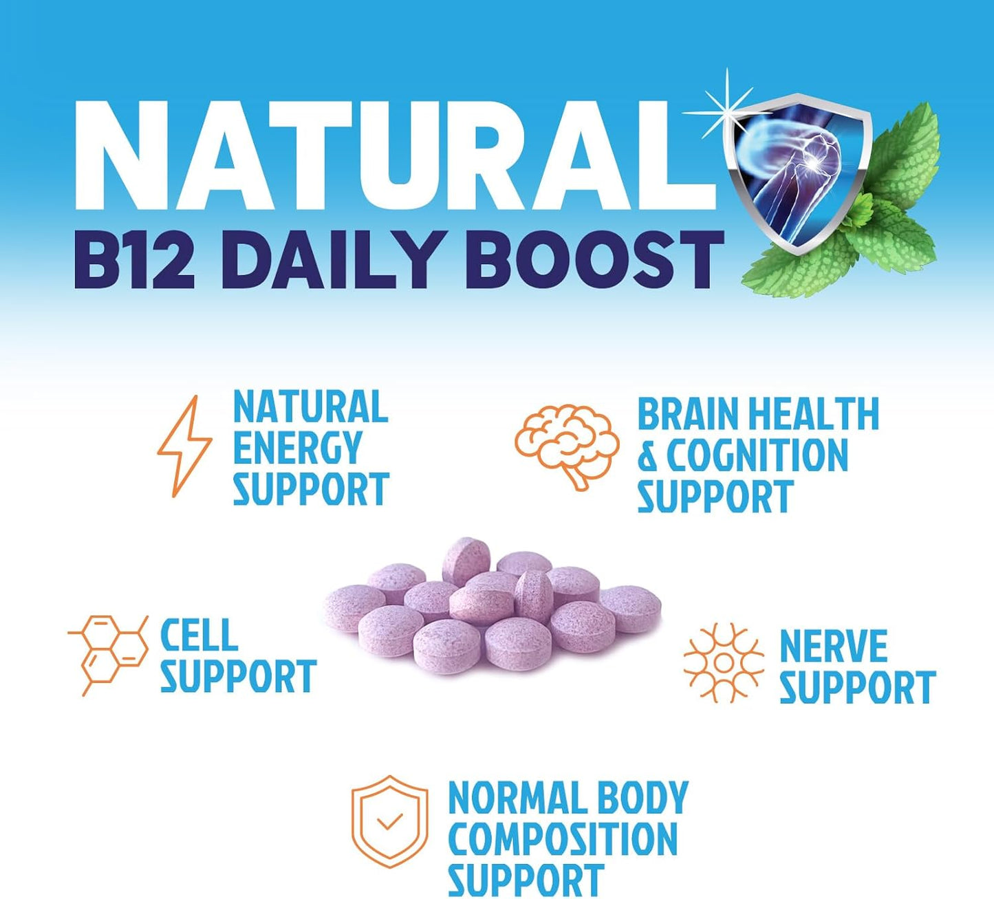 Nature's Peak Vitamin B12 Complex (Methylcobalamin) 1000 mcg - Chewable Tablets, Berry Flavour - 60 Count - görsel 5