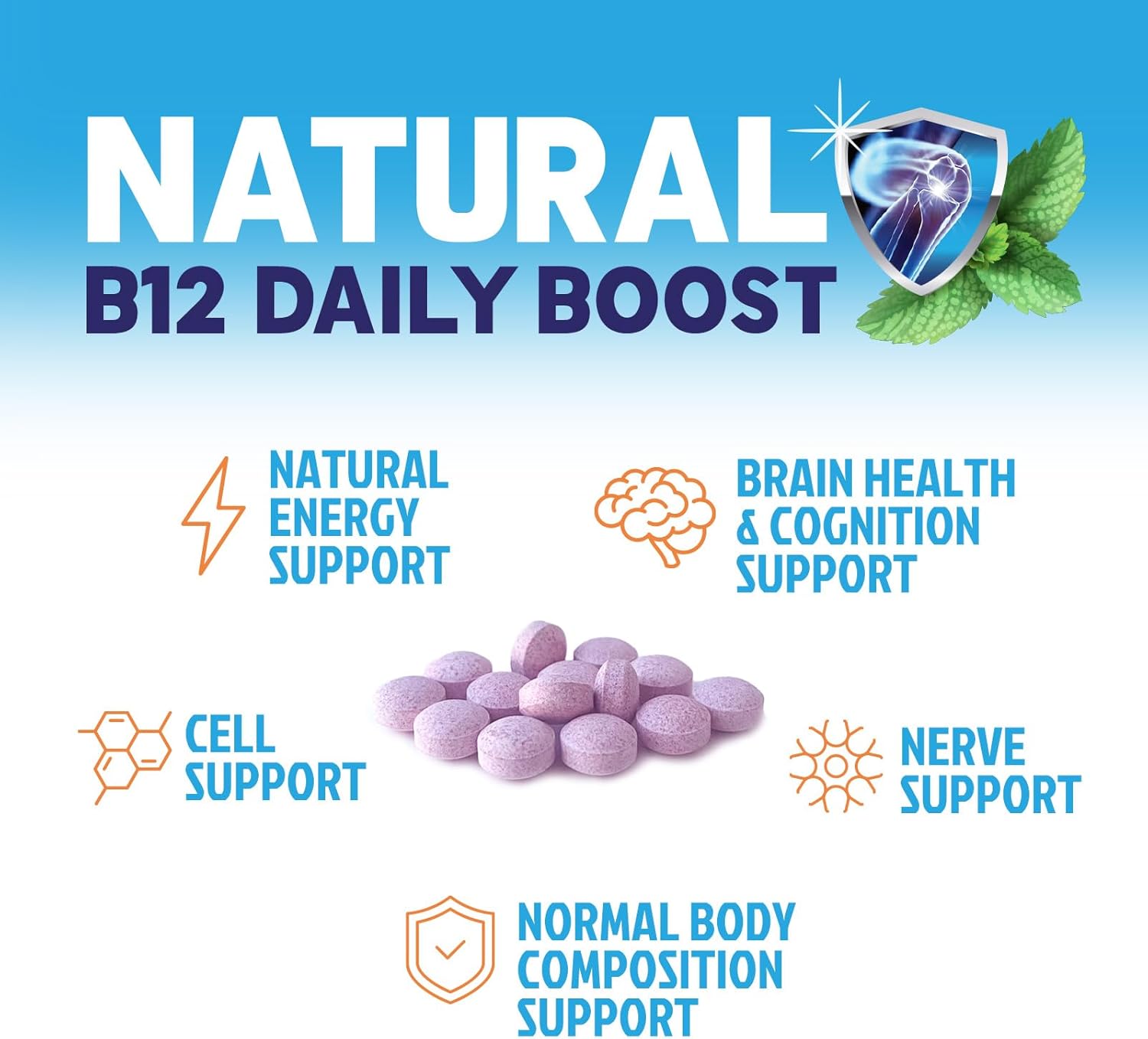 Nature's Peak Vitamin B12 Complex (Methylcobalamin) 1000 mcg - Chewable Tablets, Berry Flavour - 60 Count - görsel 5