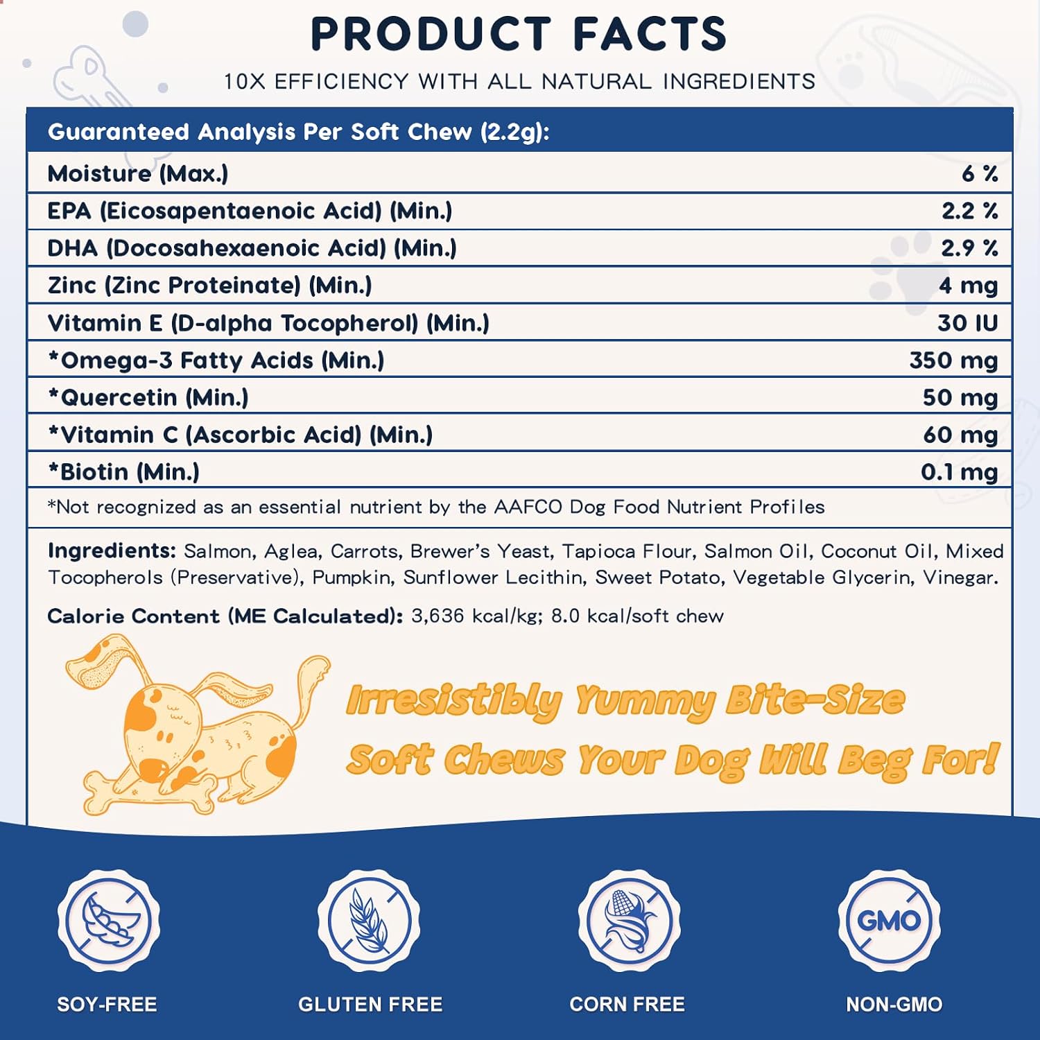 ZEBORA Salmon Oil Soft Chews for Dogs Skin & Coat - Omega 3-6-9 with Vitamins C & E - 120 Chews - görsel 6