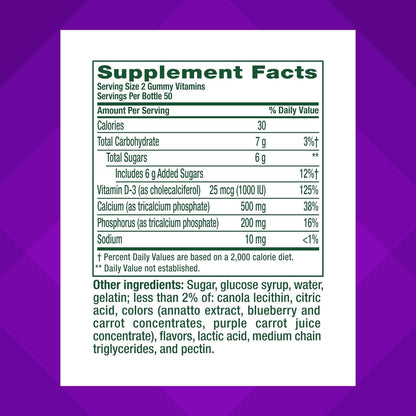 vitafusion Chewable Calcium Gummy Vitamins for Bone and Teeth Support, Fruit and Cream Flavour, 100 Count