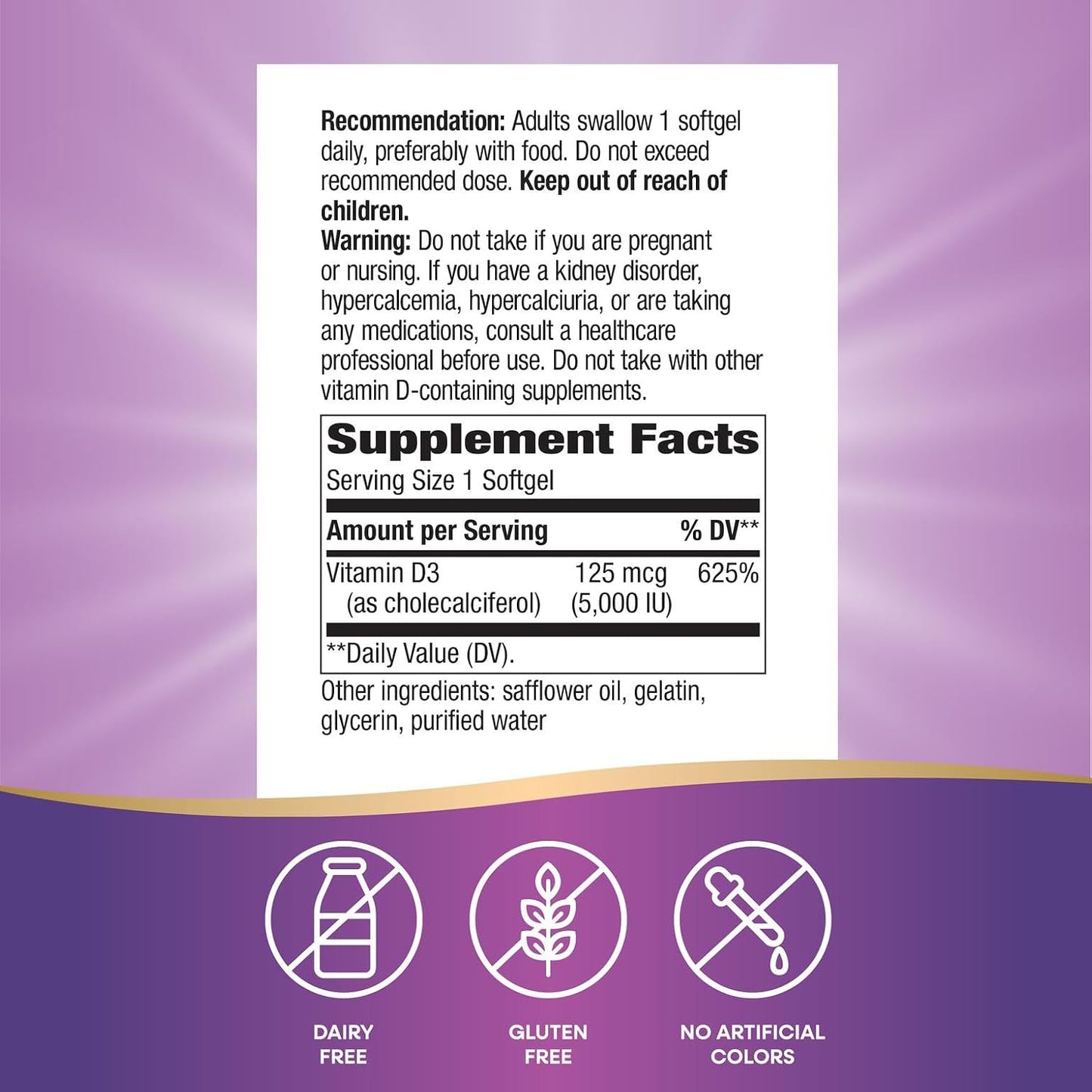 Nature's Way Vitamin D3 5000 IU, 240 Softgels - görsel 5