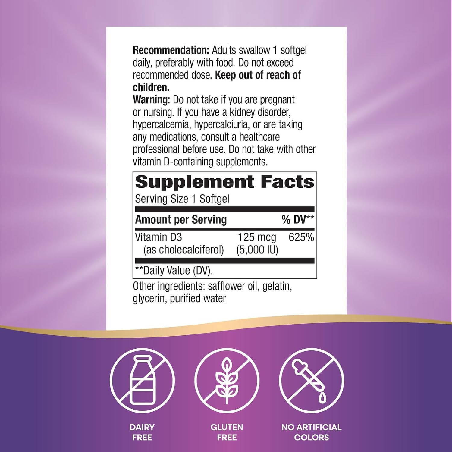 Nature's Way Vitamin D3 5000 IU, 240 Softgels - görsel 5