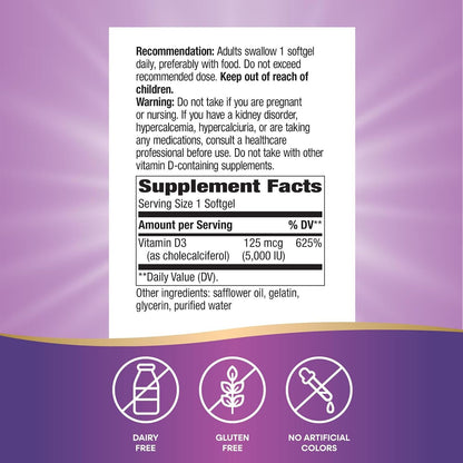 Nature's Way Vitamin D3 5000 IU, 240 Softgels