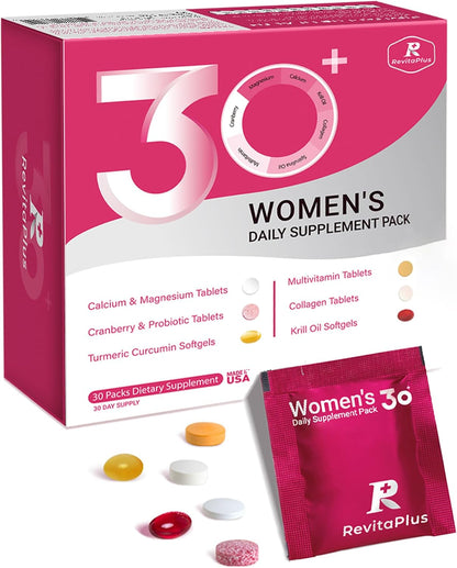 RevitaPlus Multivitamin for Women's with Vitamin A,B,C,D3,E,K2,Biotin, Collagen,Krill Oil,Cranberries Supports – Image 1