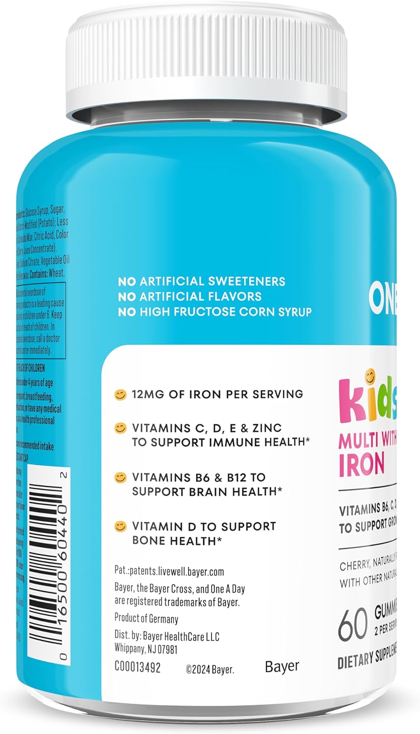 One A Day Kids Multivitamin with Iron Gummy – Vitamin D: Important for strong bones and a healthy immune system.* – Image 2