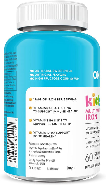 One A Day Kids Multivitamin with Iron Gummy – Vitamin D: Important for strong bones and a healthy immune system.* – Image 2