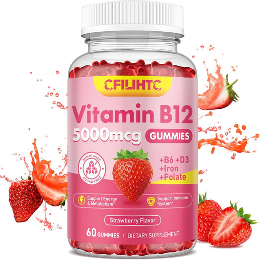 Vitamin B12 Gummies with Methylcobalamin, – Supports energy metabolism: B12 helps convert carbohydrates into – Image 1