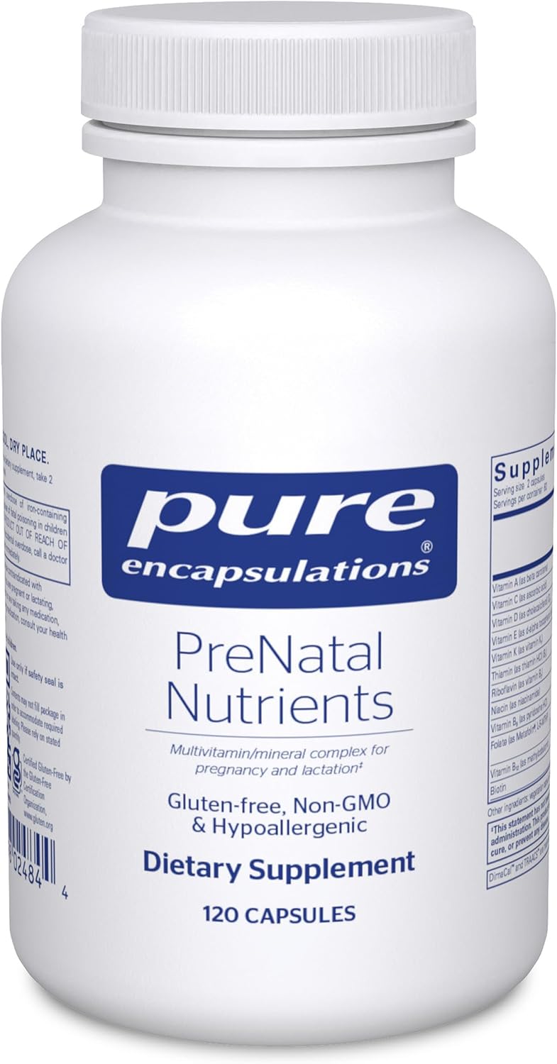 Pure Encapsulations PreNatal Nutrients - for Pregnancy & Lactation - Aids Energy & DNA Development* - with Folate, Choline & Iron - Gluten free & Non-GM - 60 Capsules - görsel 8