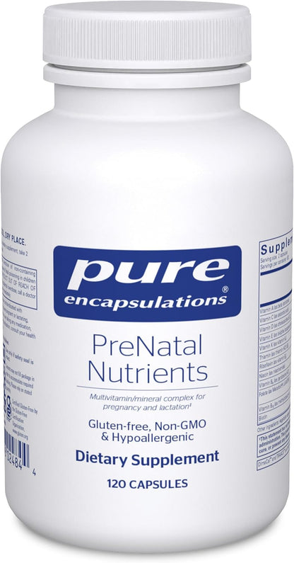 Pure Encapsulations PreNatal Nutrients - for Pregnancy & Lactation - Aids Energy & DNA Development* - with Folate, Choline & Iron - Gluten free & Non-GM - 60 Capsules