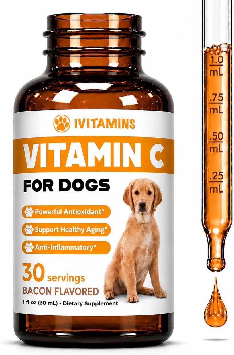 Vitamin C for Dogs - Supports Immune Health - Liquid - Dog Immune Booster - 1 oz Bacon Flavour - görsel 1