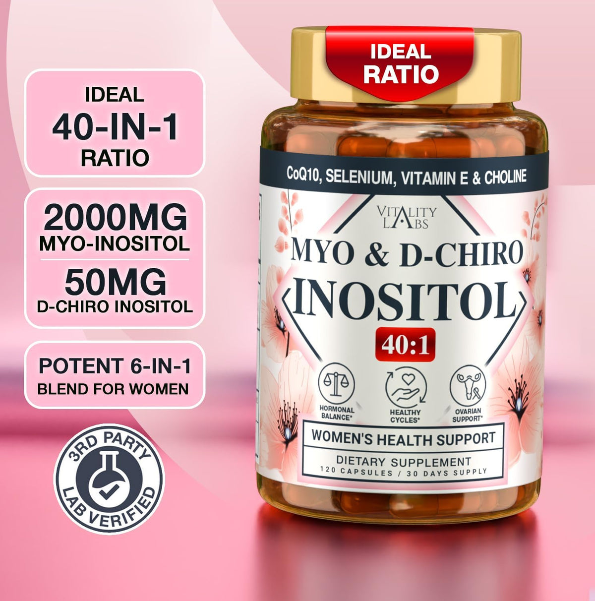 Myo-Inositol & D-Chiro Inositol for Women's – CoQ10 (Coenzyme Q10) – A powerful antioxidant that supports cellular – Image 5