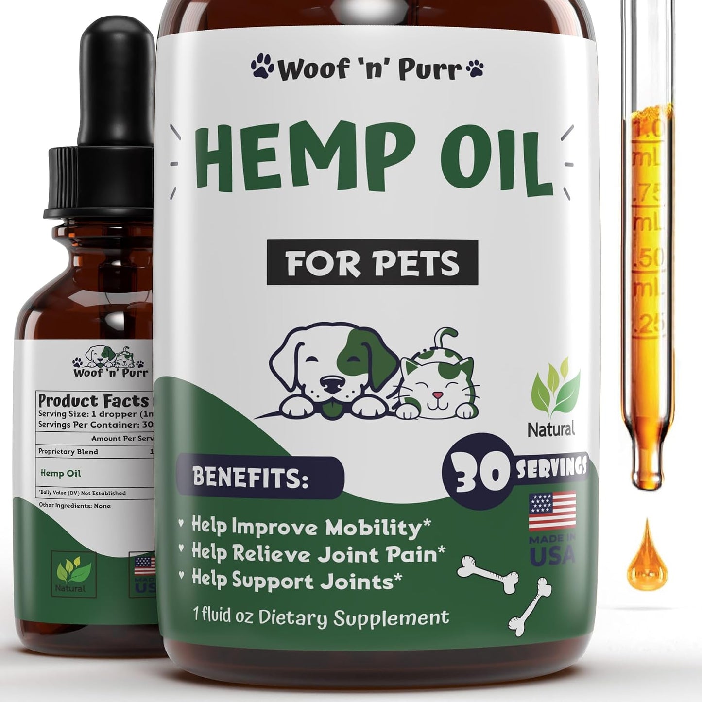 Woof 'n' Purr Hemp Oil for Dogs and Cats – 30 mL - görsel 1