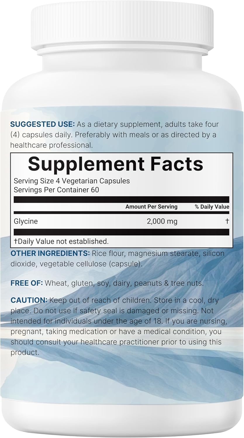 Glycine 2,000mg per Serving - 240 Vegetable – Double Strength: Each serve provides 2,000 mg of glycine, a potent – Image 6