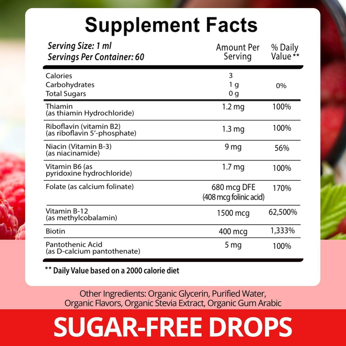 Vegan Vitamin B12 with B Complex 20 mg - Extra Strength for Men and Women's - Raspberry Liquid Drops | Made in Australia – Image 3