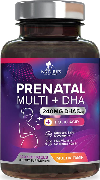 Prenatal Vitamins for Women with Folic Acid and Omega-3 DHA - 120 Softgels