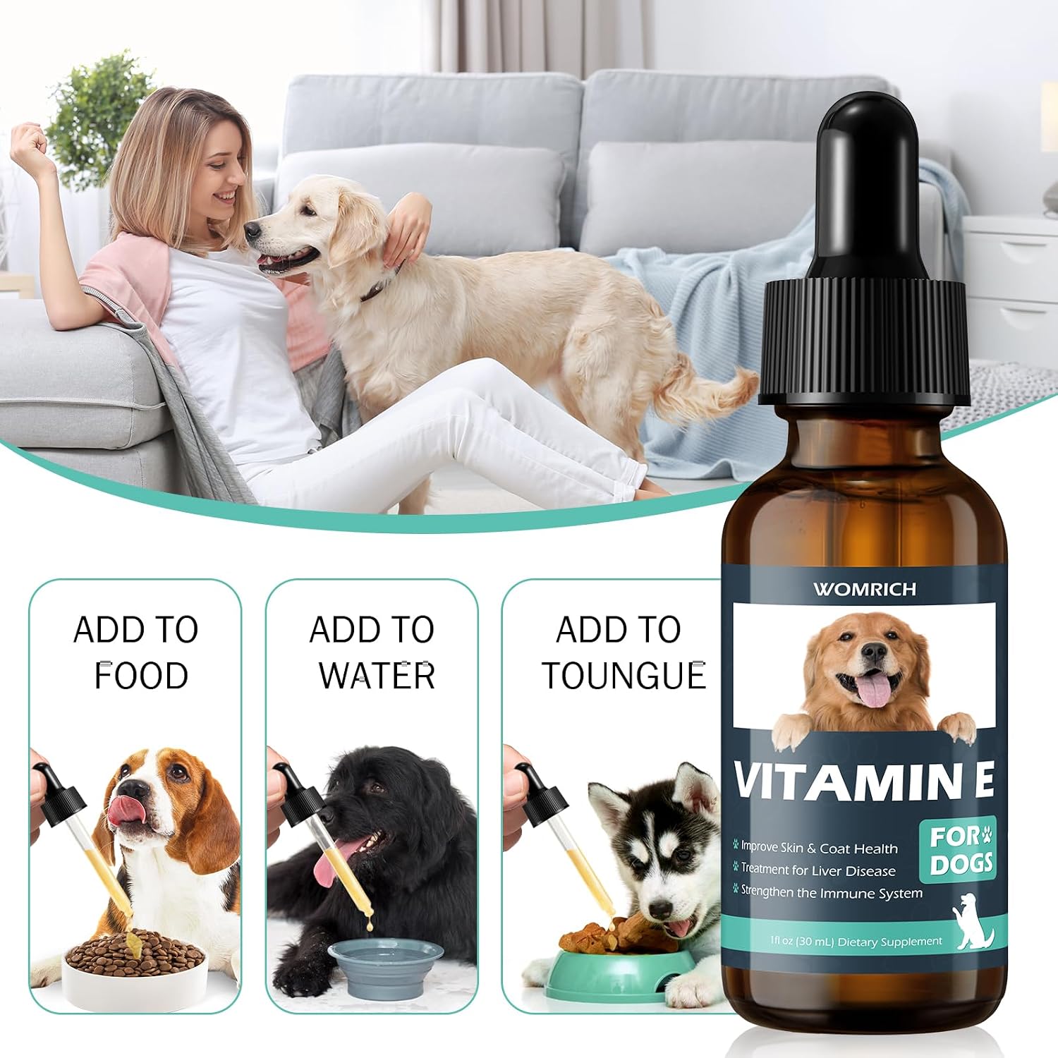 Vitamin E for Dogs - Vitamin E Oil for Dogs - Improve Skin & Coat Health, Support Joint Health, Treatment for Liver Disease, Strengthen Immune System - for All Ages and Breeds - 30 mL - görsel 4