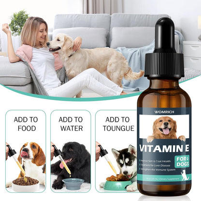 Vitamin E for Dogs - Vitamin E Oil for Dogs - Improve Skin & Coat Health, Support Joint Health, Treatment for Liver Disease, Strengthen Immune System - for All Ages and Breeds - 30 mL