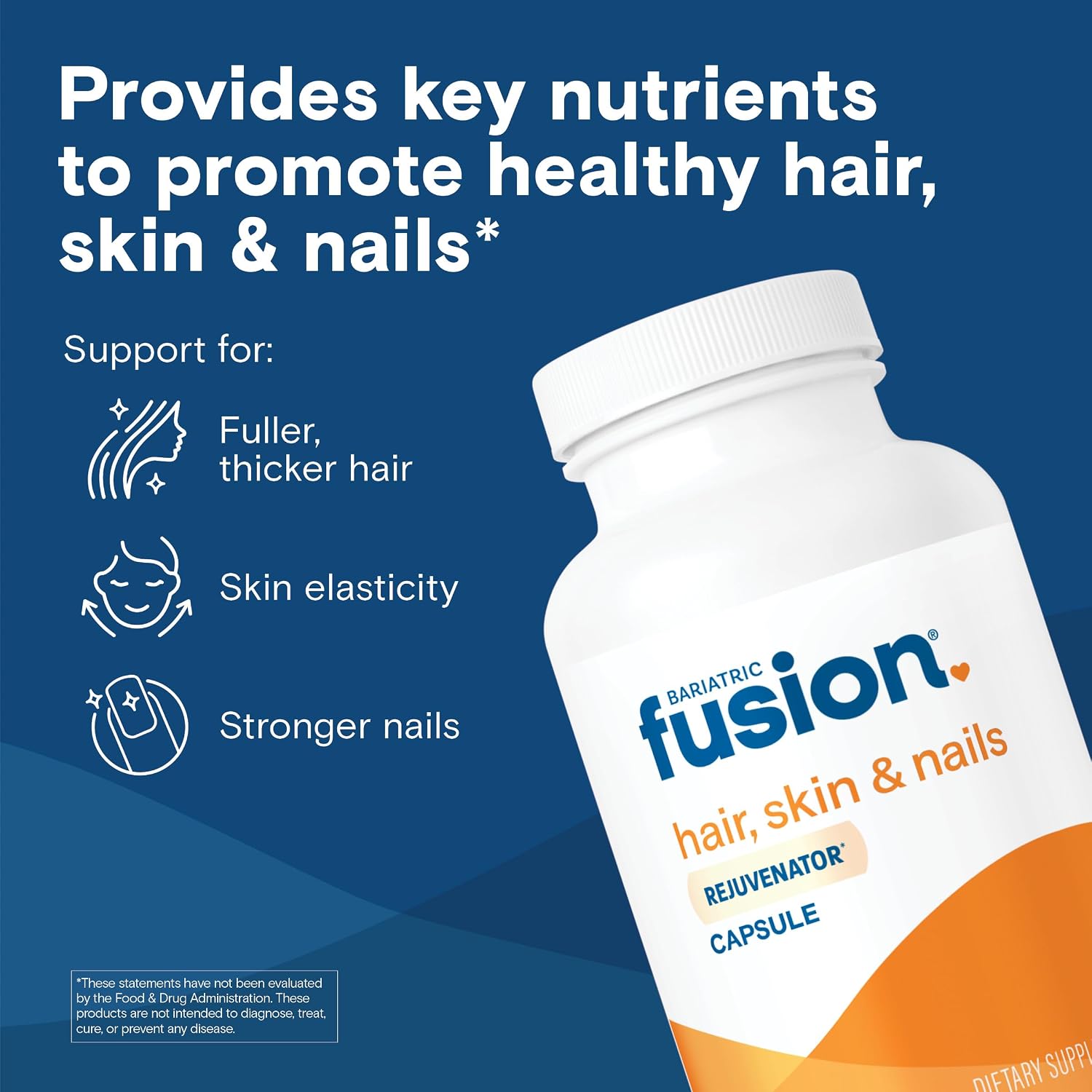 Bariatric Fusion ONE Per Day Hair, Skin and Nails Vitamins REJUVENATOR – Vegan Hair Growth Vitamins with Biotin, Vitamin B12, and B1 – Easy to Swallow – 120 Capsules - görsel 2