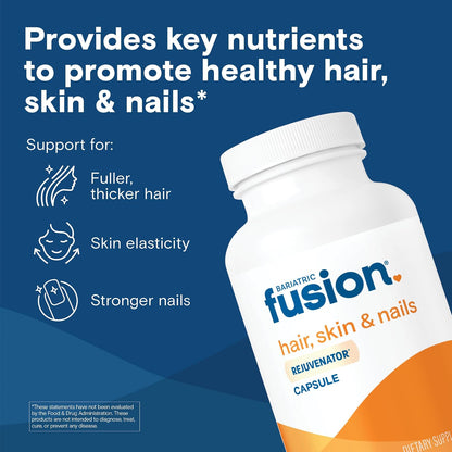 Bariatric Fusion ONE Per Day Hair, Skin and Nails Vitamins REJUVENATOR – Vegan Hair Growth Vitamins with Biotin, Vitamin B12, and B1 – Easy to Swallow – 120 Capsules