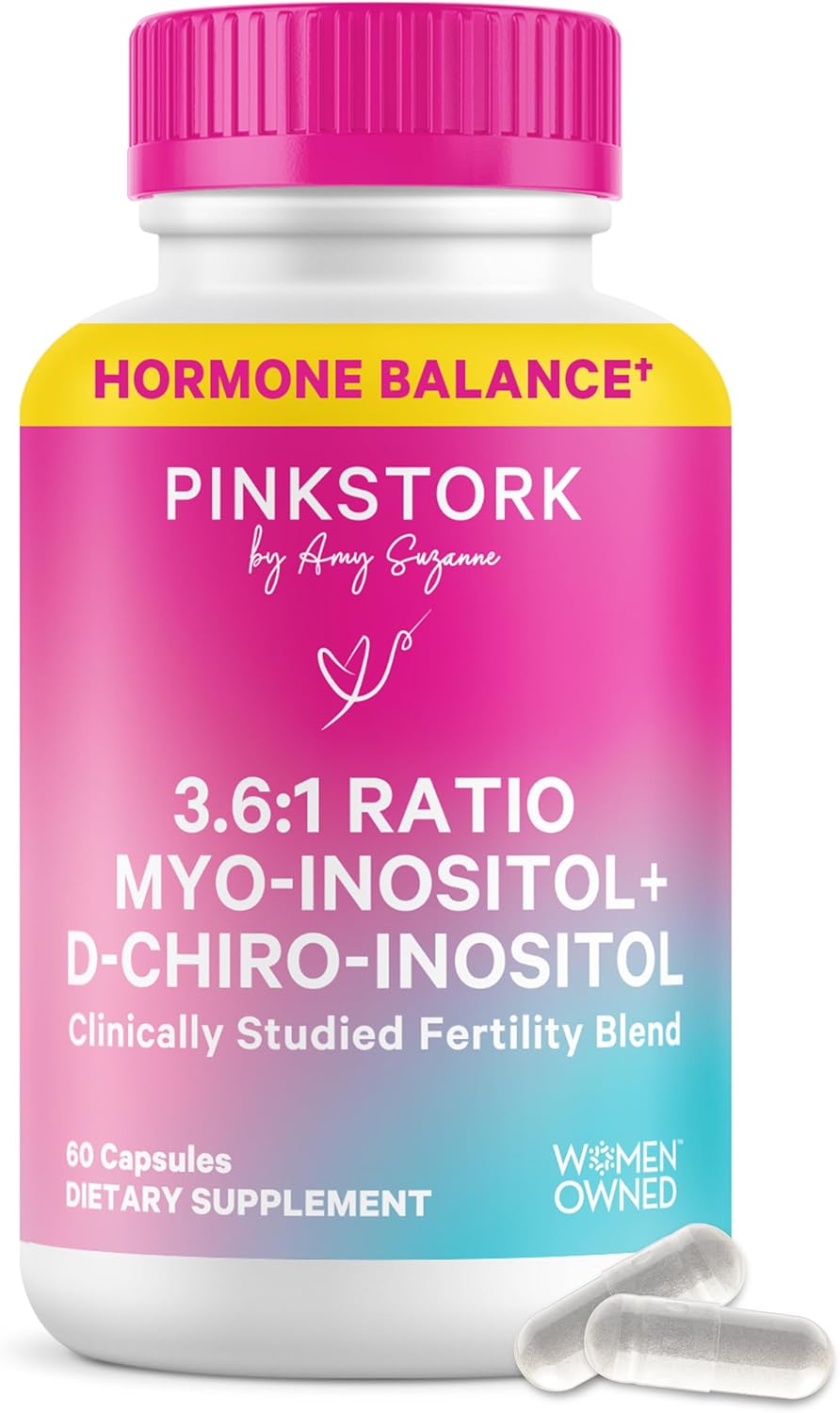 Pink Stork Myo-Inositol & D-Chiro Inositol Supplement - 3.6:1 Blend for Hormone Balance and Fertility Support - 60 Capsules - görsel 1