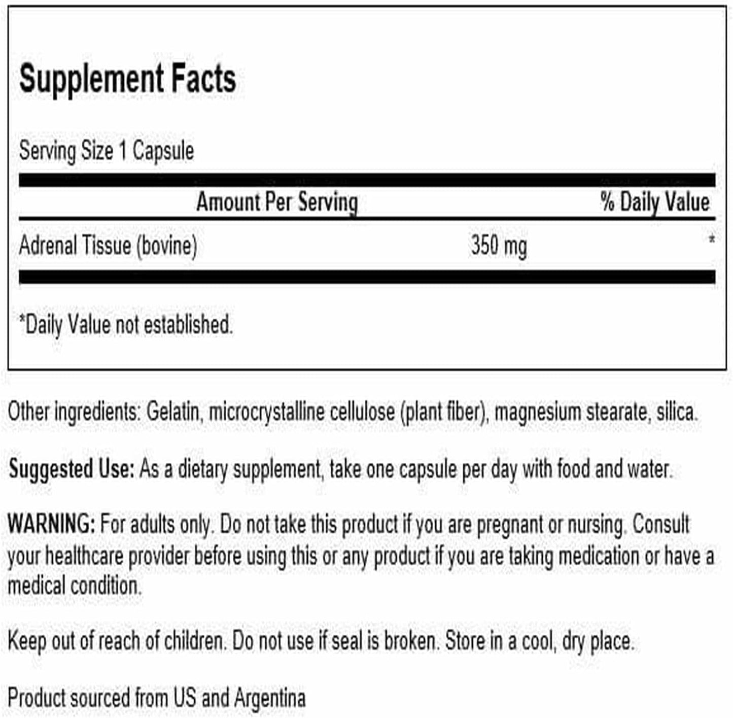 Swanson Adrenal Glandular 350mg, 60 Capsules - görsel 2