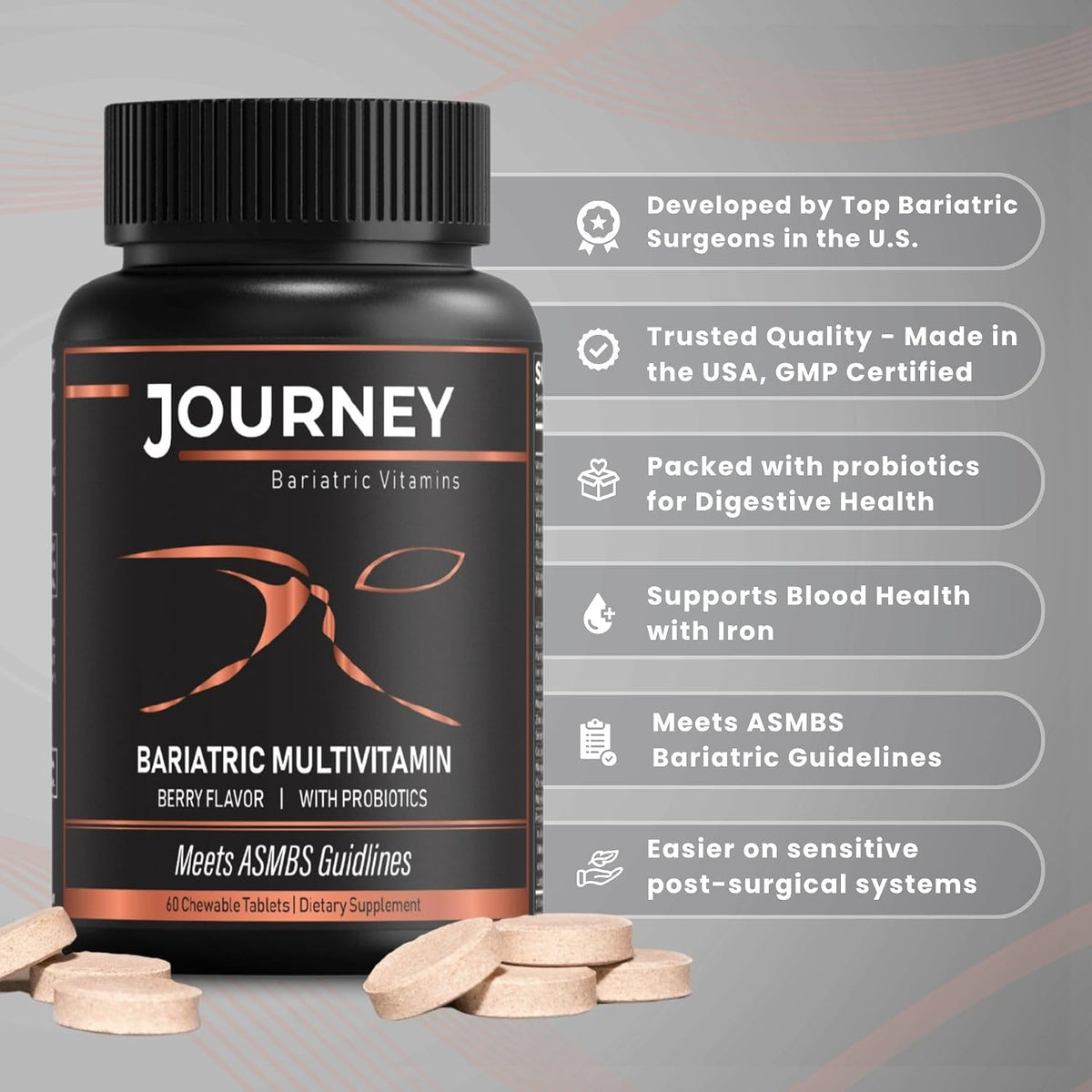 Journey Bariatric Multivitamin with – Digestive balance: Probiotics like Bacillus coagulans help maintain a – Image 2