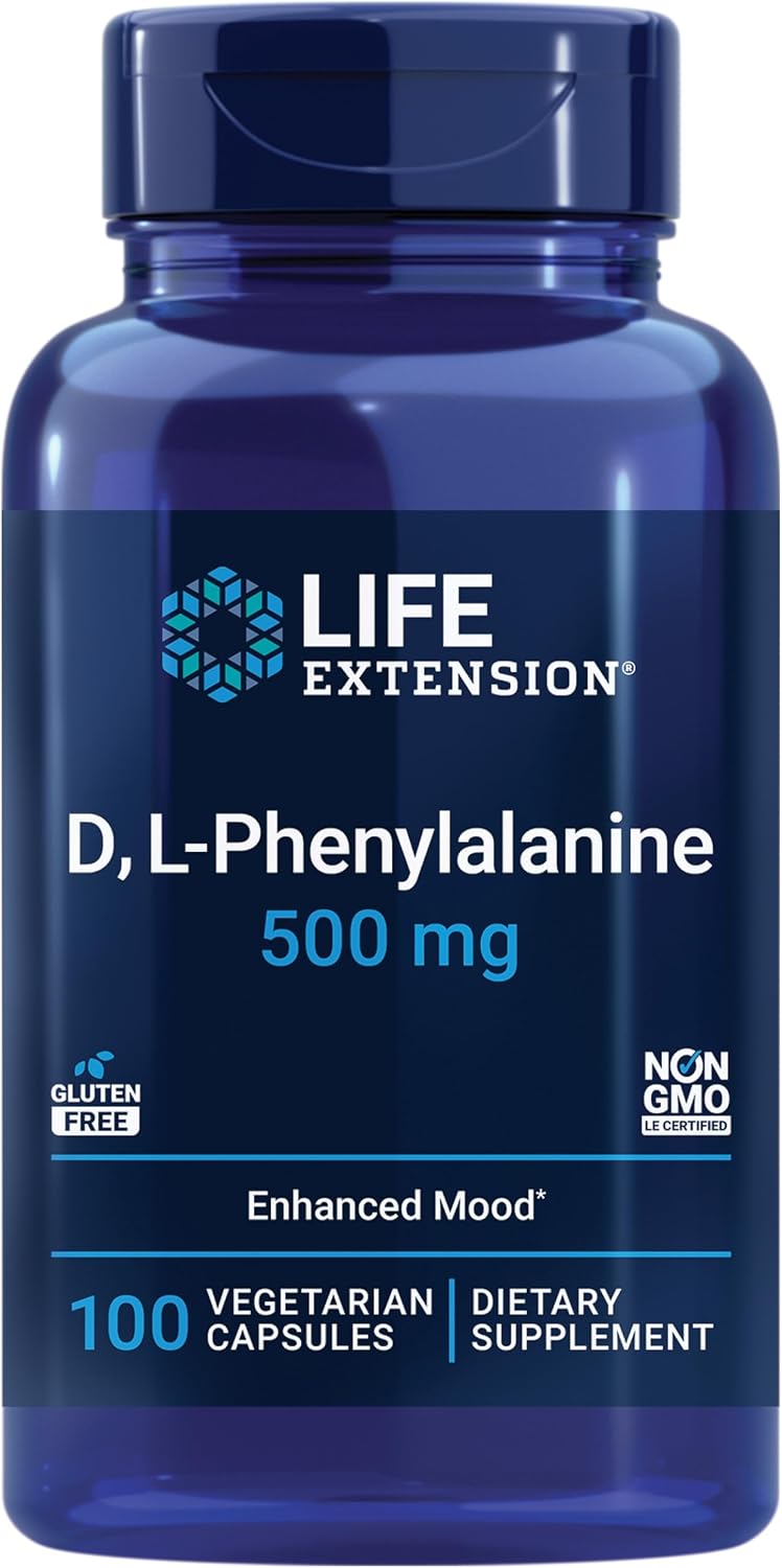 Life Extension D, L-Phenylalanine Capsules, 500 mg - Mood and Neurotransmitter Support - 100 Capsules - görsel 1