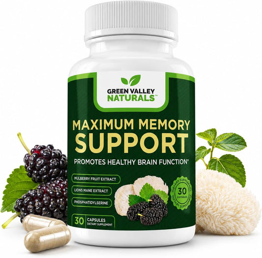 Green Valley Naturals Maximum Memory Support – Lion's Mane Extract (72 mg, 30% polysaccharides) – This medicinal – Image 1