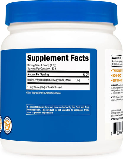 Nutricost Betaine Anhydrous (TMG) Powder - 500g (2-Pack)