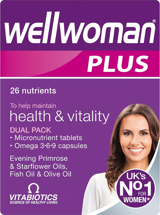 Vitabiotics Wellwoman Plus Tablets & Omega 3-6-9 Capsules, 56 Pack – Image 1