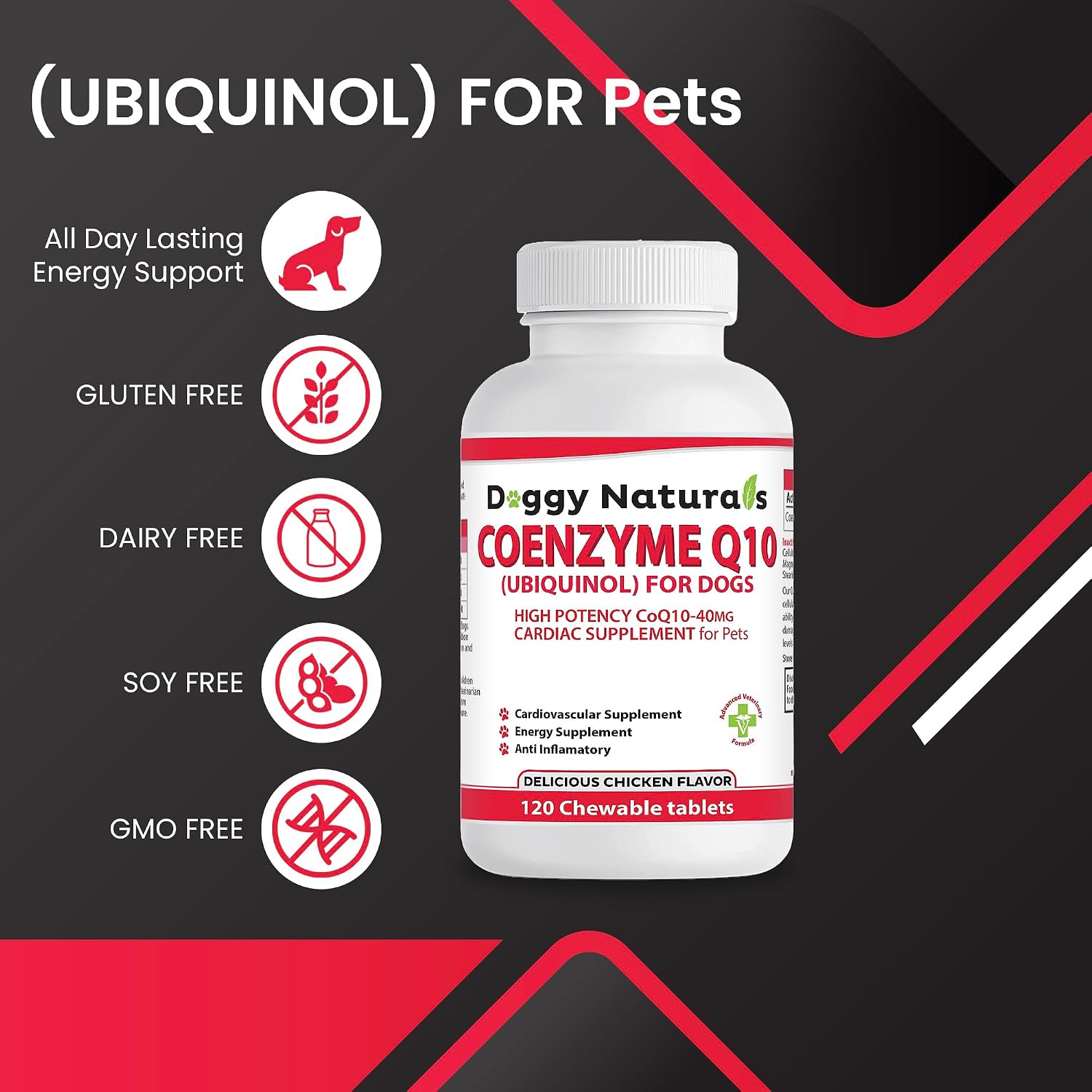 Coenzyme Q10 High Potency 40mg Ubiquinol for Dogs (120 Tablets) - Made in USA - görsel 7