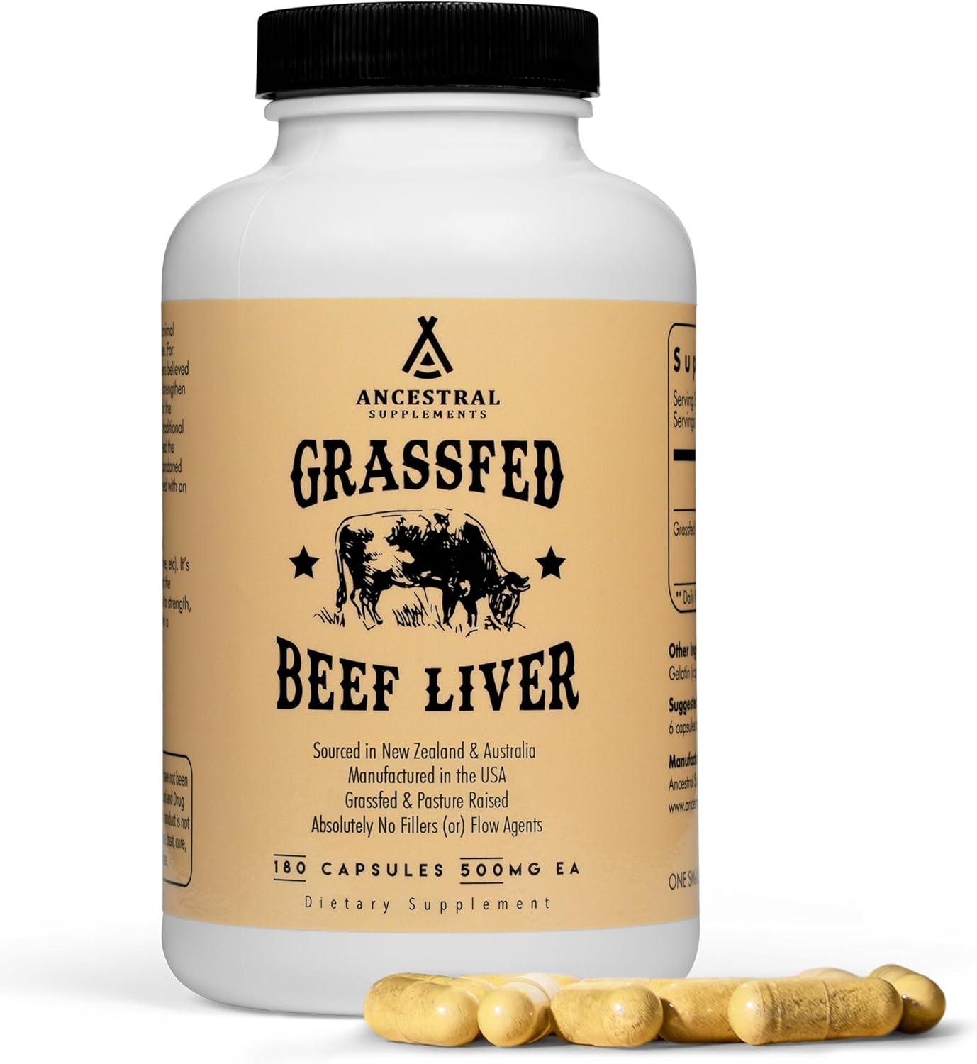 Ancestral Supplements Grass Fed Beef Organ Supplement – Whole Body Wellbeing Blend, 180 Capsules - görsel 8