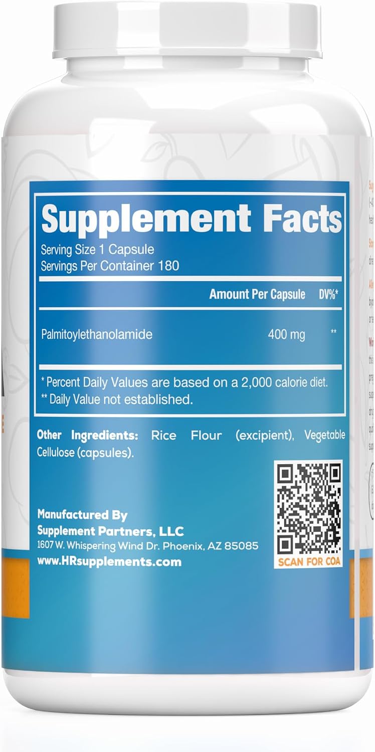 Harvest Naturals Palmitoylethanolamide (PEA) Capsules – 400mg per Serving, 180 Capsules - görsel 2